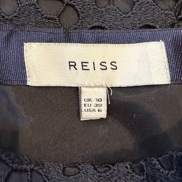 REISS Mallory Lace A-Line Skirt Size 6 Night Navy Blue Knee Length Pockets - Picture 5 of 9